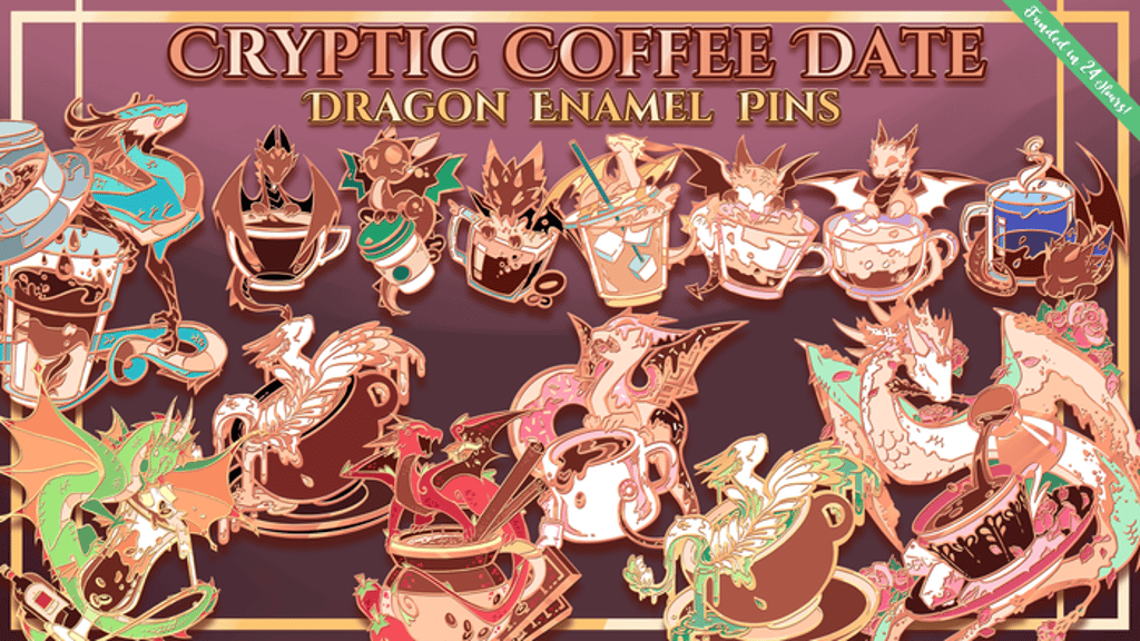 Cryptic Coffee Date - Dragon Enamel Pins