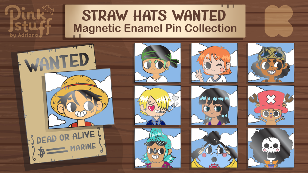 Straw Hats Wanted: Magnetic Enamel Pin Collection