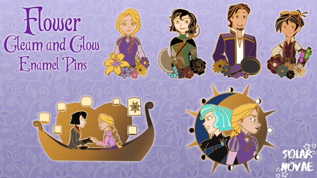 Flower Gleam and Glow Enamel Pins
