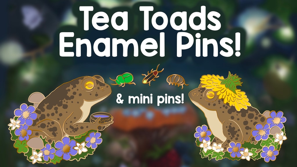 Tea Toads! Enamel pins! Cottage core frogs!