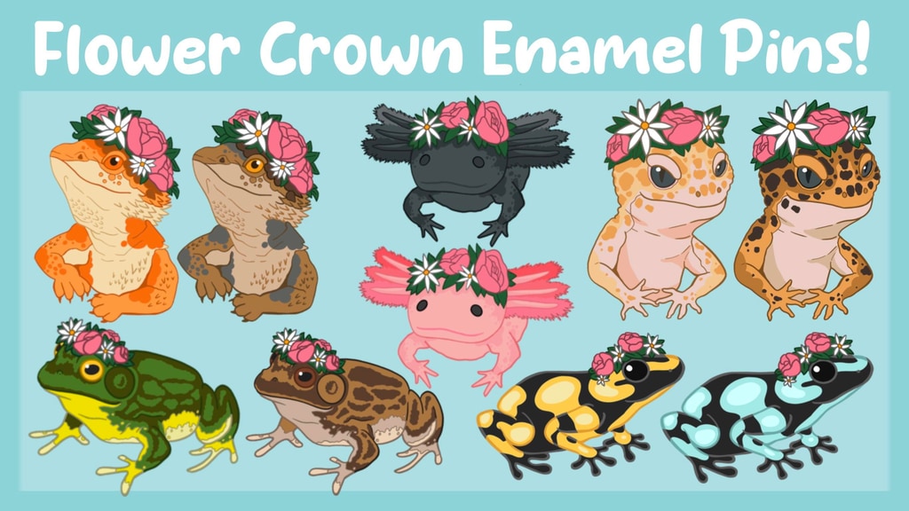 Flower Crown Reptile Enamel Pins!
