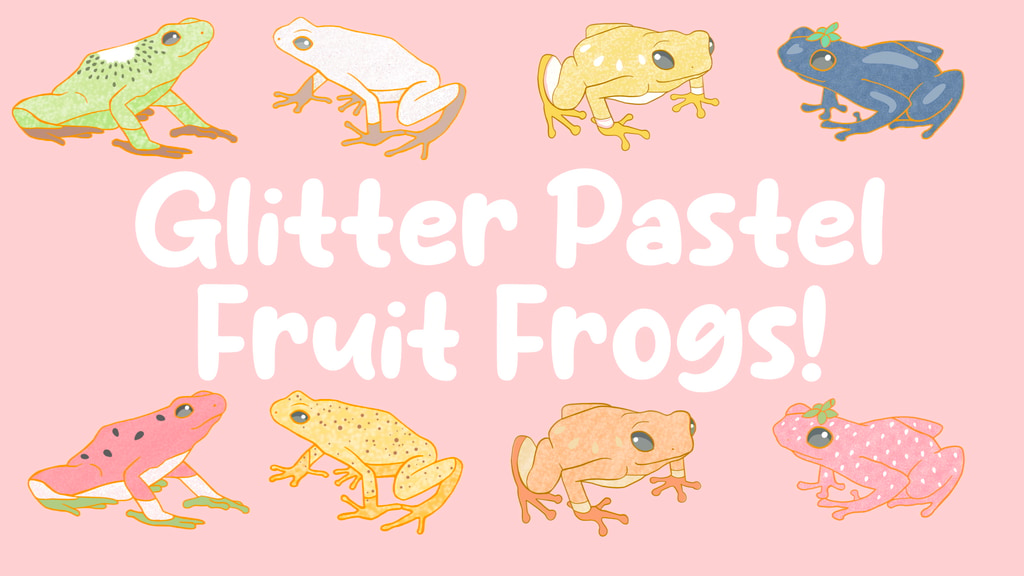 Pastel Glitter Fruit Frog Enamel Pins!