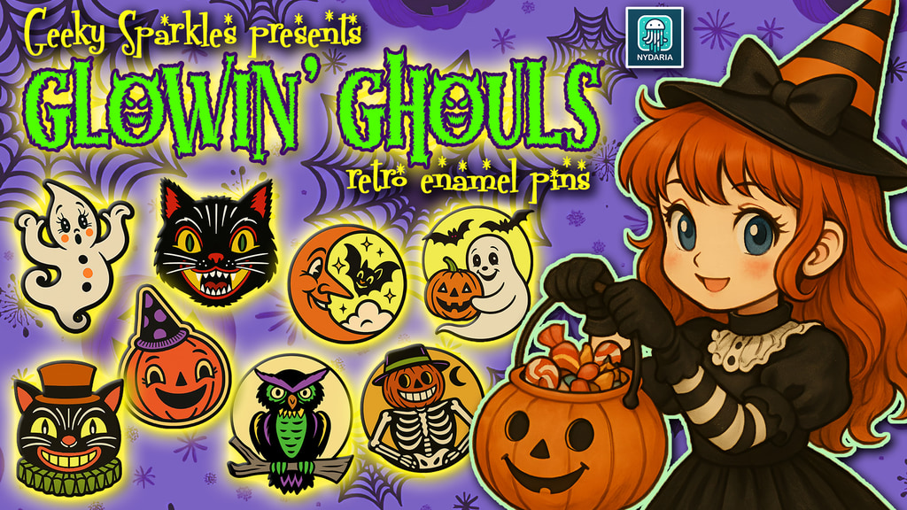 Glowin' Ghouls RETRO Halloween Glow-in-the-Dark Enamel Pins!