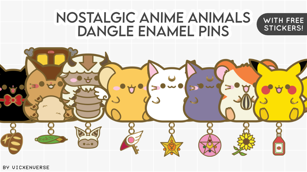 Nostalgic Anime Animals Enamel Pin Collection ♡