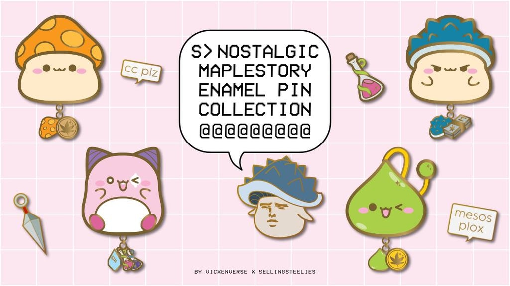 Nostalgic MapleStory Hard Enamel Pin Collection 🍁🍄💚