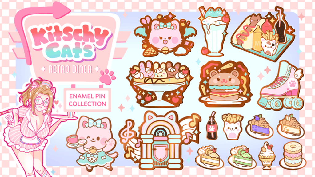Kitschy Cat's Retro Diner: Enamel Pin Collection