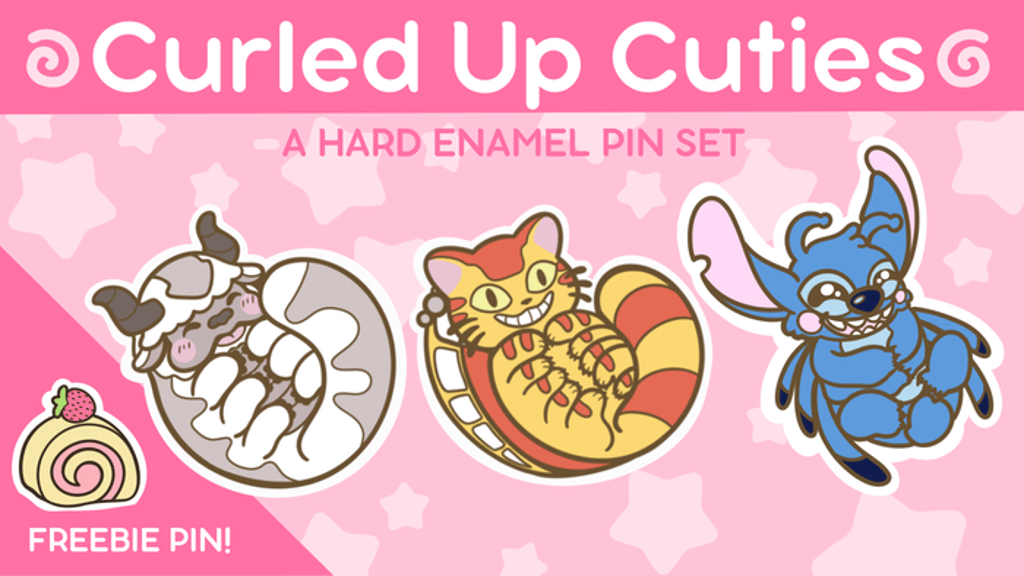 Curled Up Cuties - A Hard Enamel Pin Set