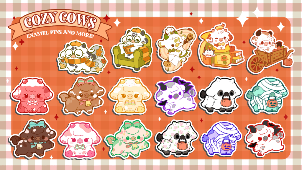 Cozy Cows: A Festive Year-end Enamel Pin Set