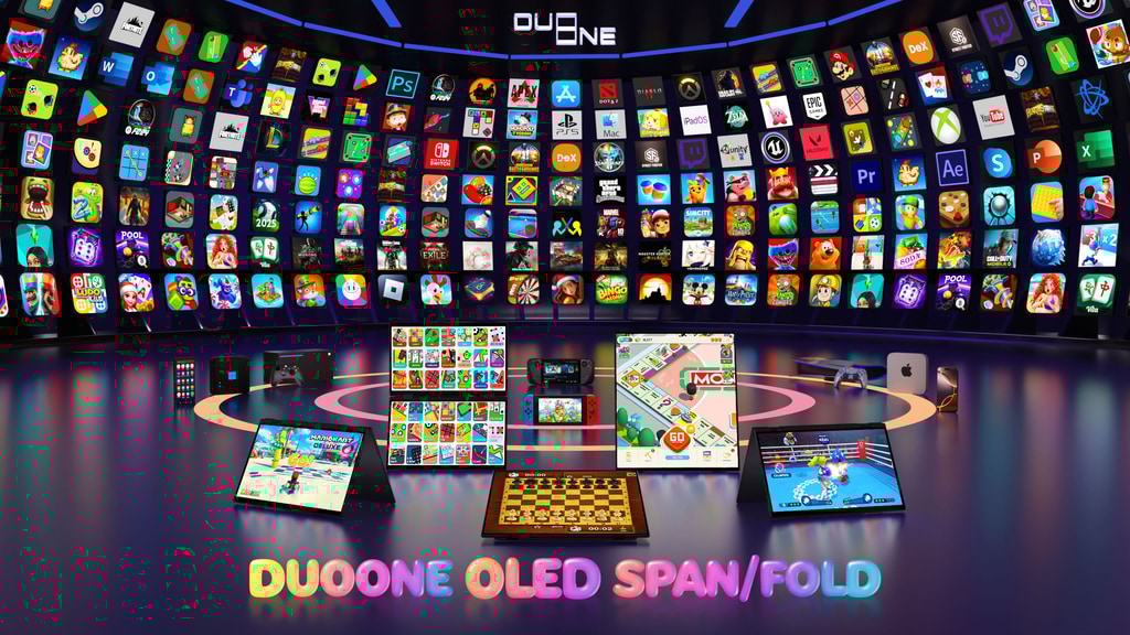 DUOONE OLED SPAN/FOLD: Multiplayer Gaming, Dual Fun & Work