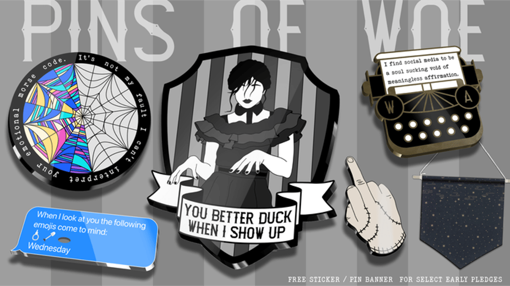 Wednesday Addams Pins of Woe - Hard Enamel Pins