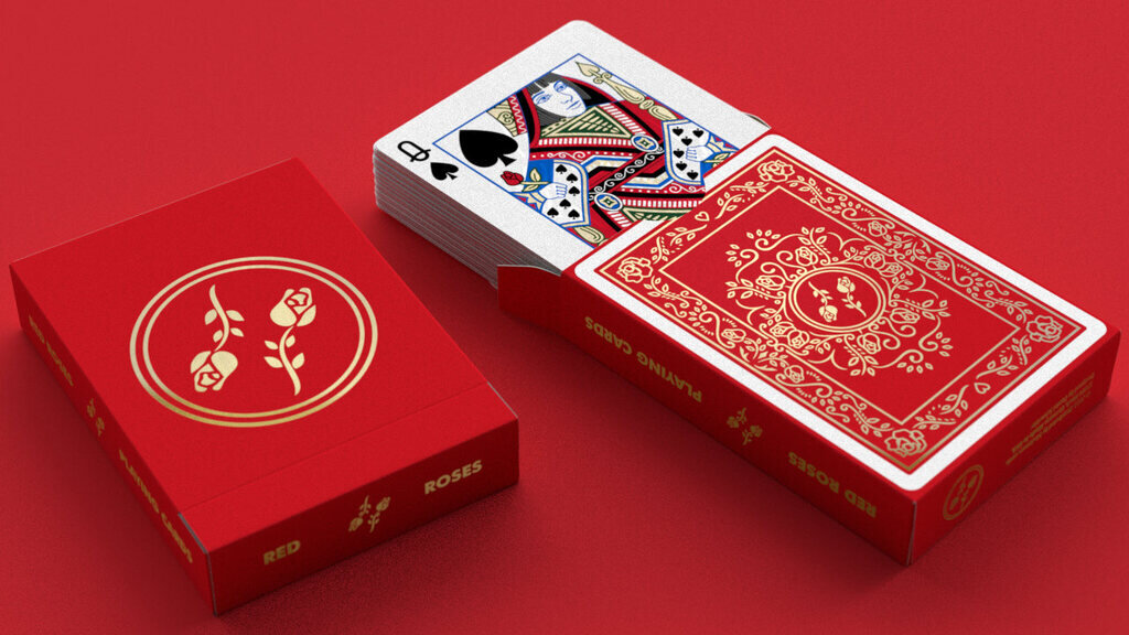 Red Roses Playing Cards: Premium Gold Foil Edition