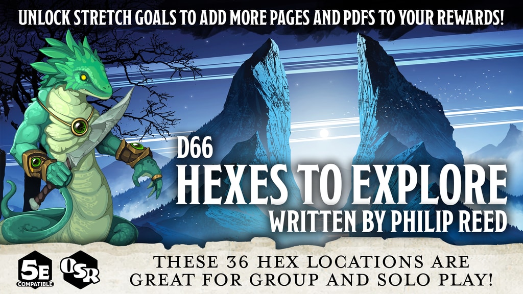 D66 Hexes to Explore PDF for OSR and D&D 5E by Philip Reed