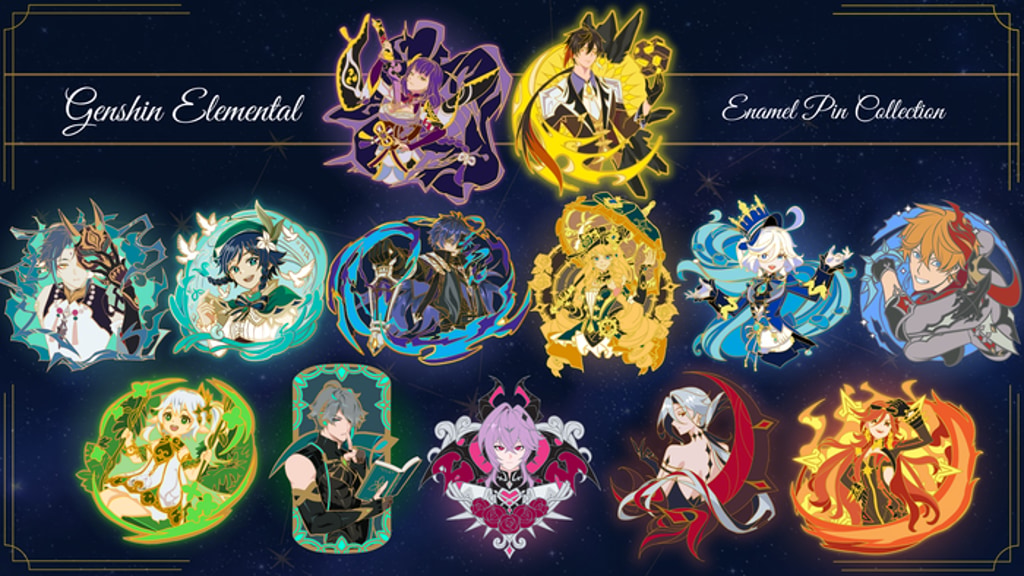 Genshin Impact Elemental Enamel Pins Collection