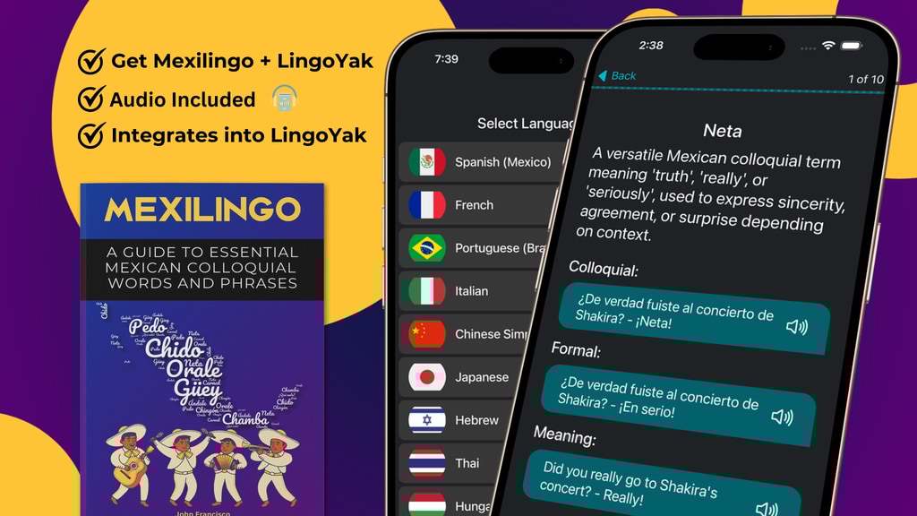 MexiLingo + LingoYak: Real Mexican Spanish & 29 Languages