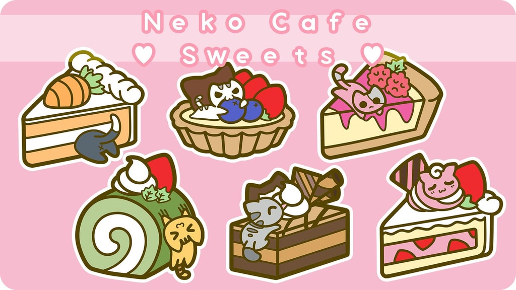 Neko Cafe Sweets - Enamel Pins, Acrylic Charms, and Stickers