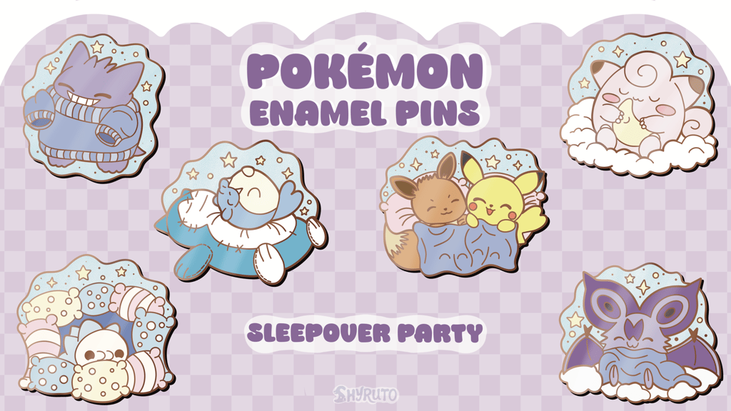 Pokemon "Sleepover Party" Enamel Pins