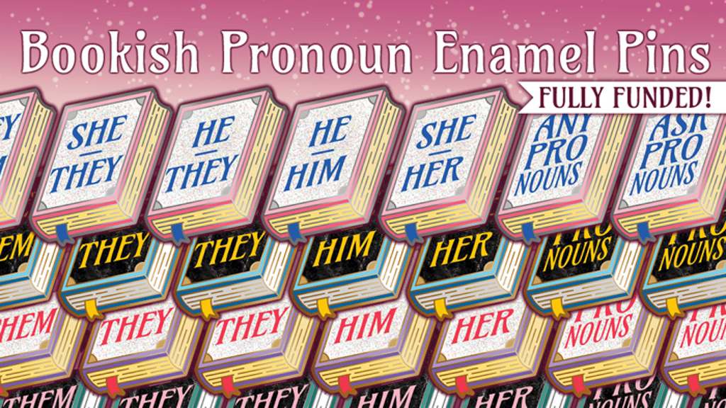 Bookish Pronoun Enamel Pins