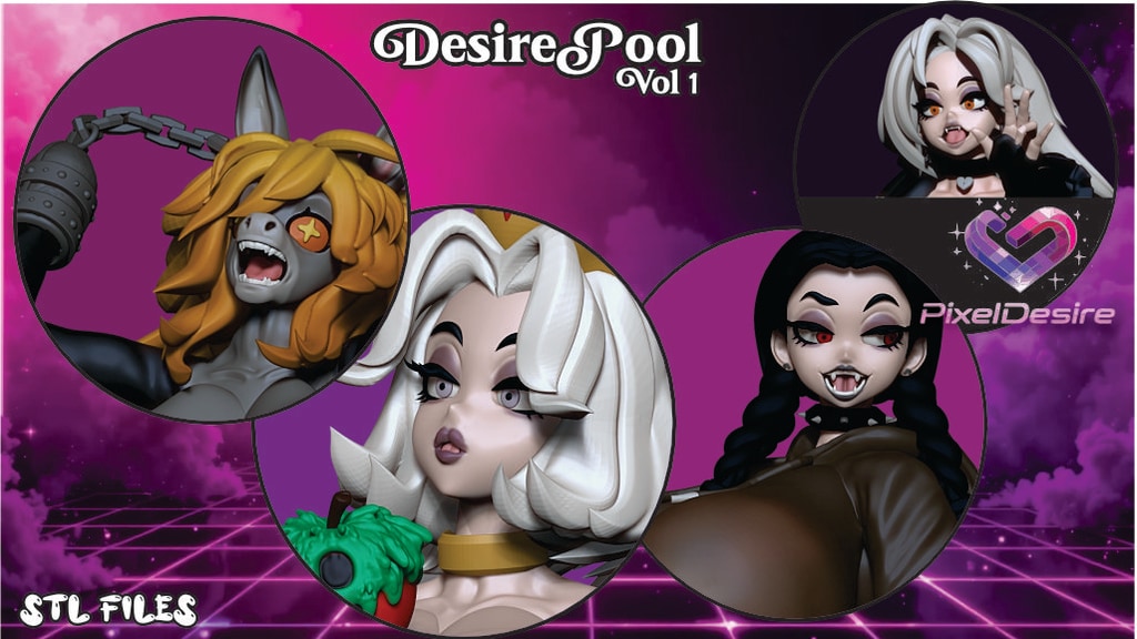 Desire Pool Dark Fantasy Girls STL