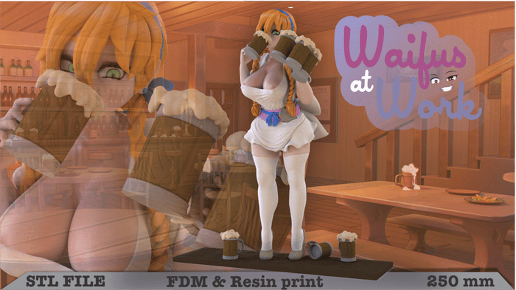 Waifus at work "Waitress" STL File Collectable model