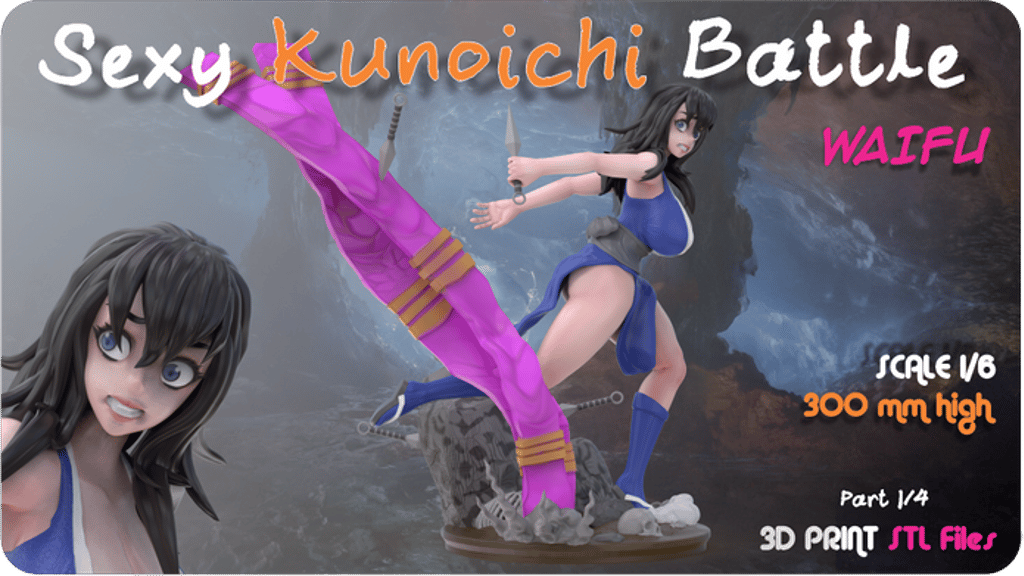 Kunoichi Sexy Waifu Collectable Figure Part 1 of 4 Diorama.