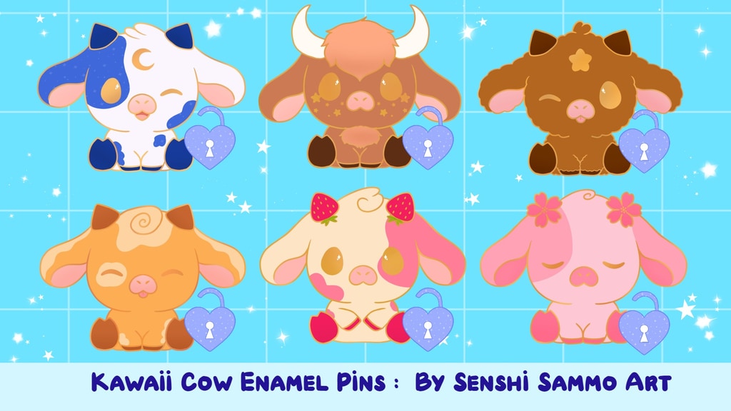 Kawaii Cow Enamel Pins