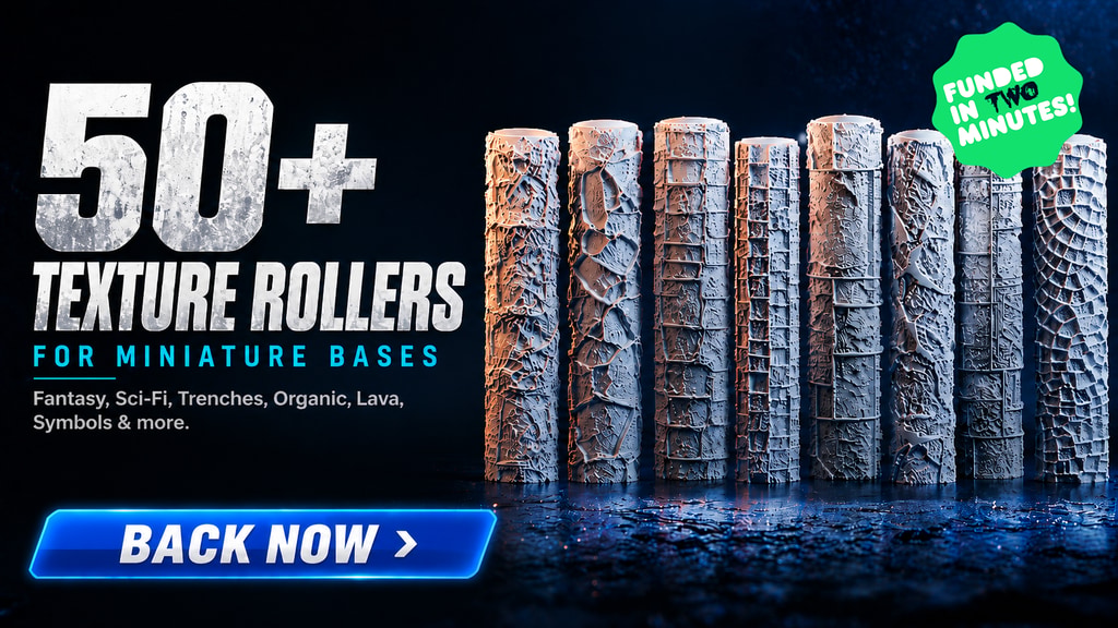 50+ Printable Texture Rollers for Miniature Bases (STL)