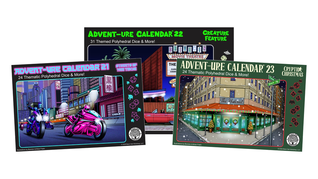 Polyhedral Dice Advent-ure Calendars 21-23