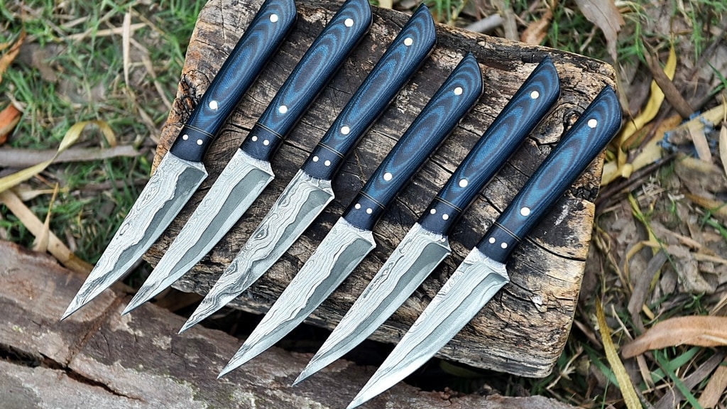 Hand-Forged Damascus Steak Knife Set