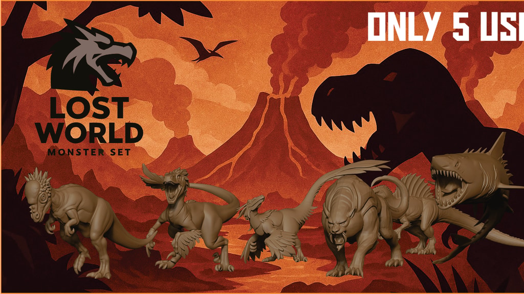 The Lost World Prehistoric miniatures stl monster boardgame