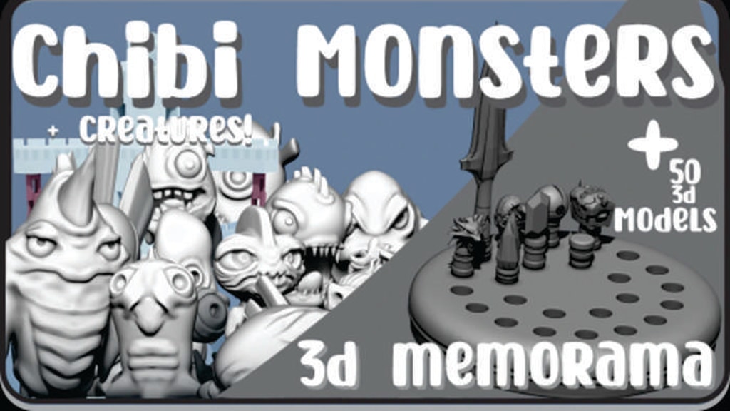 Chibi Monsters D&D 3D Files STL + Memorama