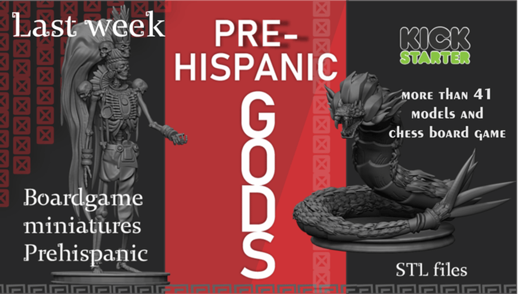 Prehispanic Gods - Stl board game Miniatures Mayan, Aztec +.