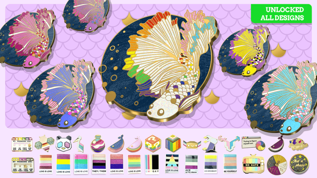 Hard Enamel Pins: Pride Scales 🌈 Rainbow Fish & Animals