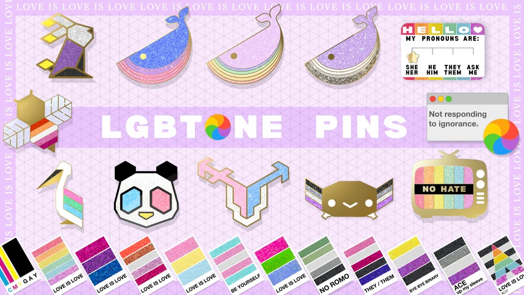 Pride Flag Hard Enamel Pins! LGBT Pantone & Punny Designs
