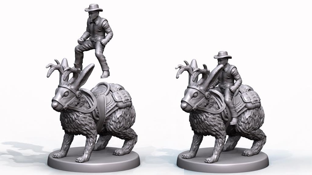 Cowboy Riding a Jackalope PVC Tabletop Gaming Miniature