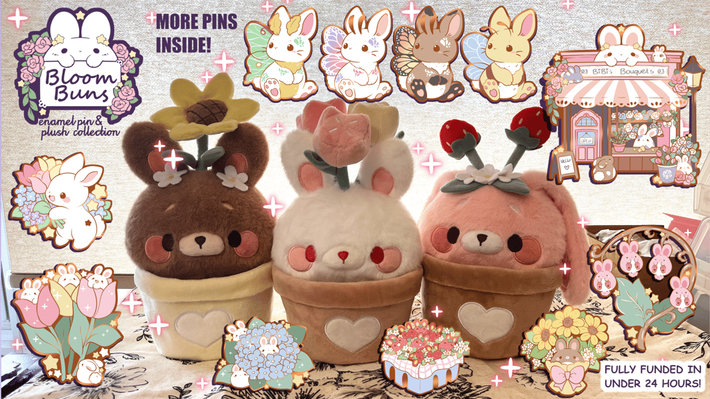 Bloom Buns - enamel pins & plush