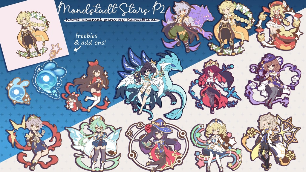 Genshin Impact Mondstadt Stars 3 inch enamel pins
