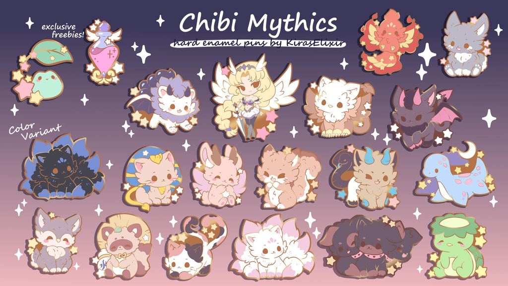Chibi Mythics Enamel Pins