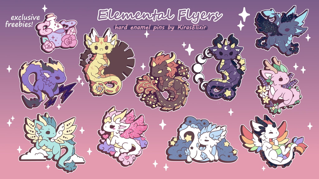 Elemental Flyers Enamel Pins