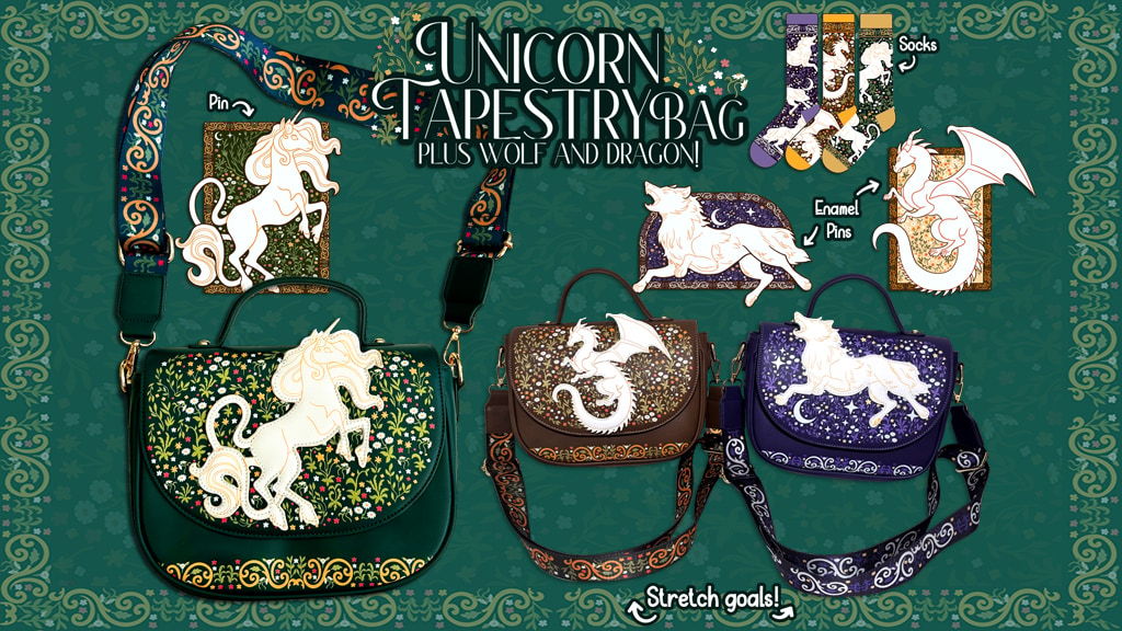 Unicorn Tapestry Bag (+ Wolf and Dragon!)