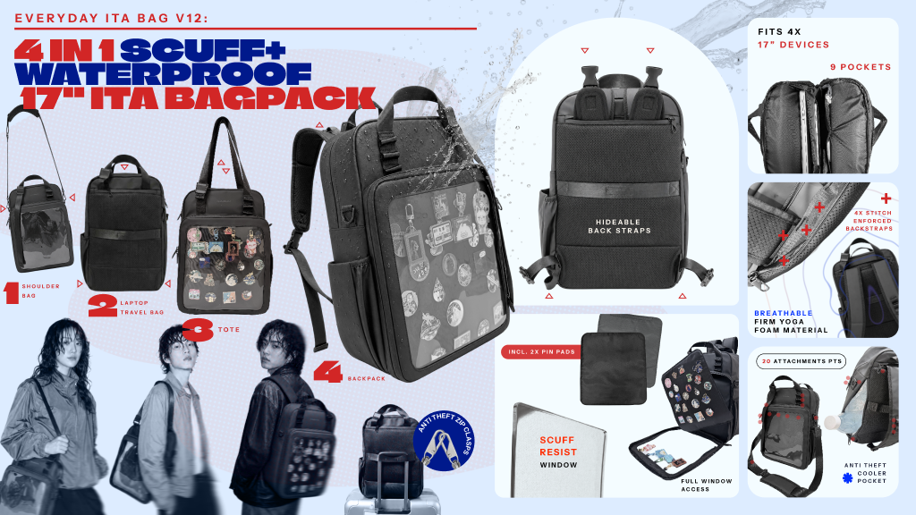 4in1 Durable Everyday ITA Bag v2 -Backpack /Shoulder bag 17"