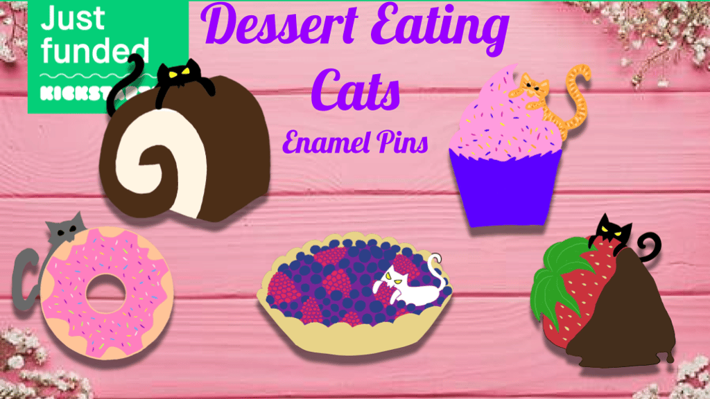 Dessert Eating Cats Enamel Pins